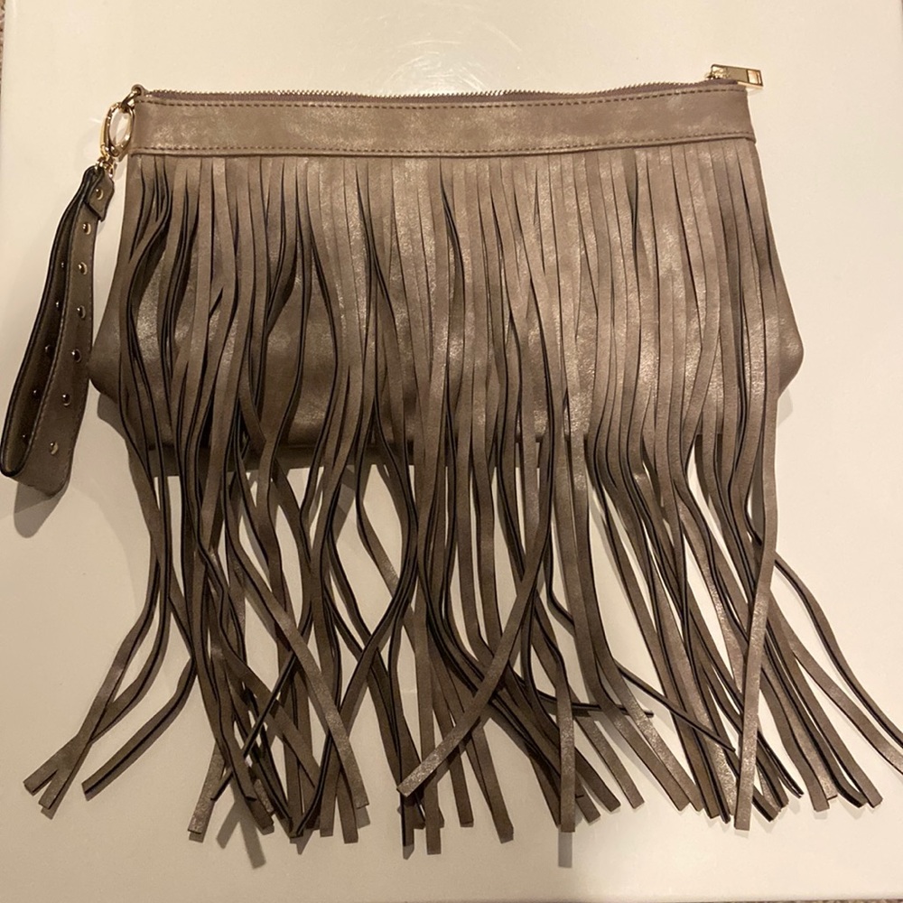 Aldo tassel clutch with wristlet